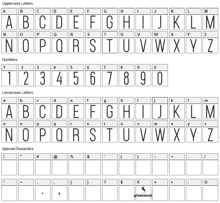 Carson Font Character Map