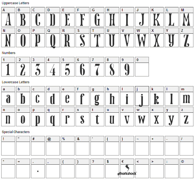 Dottingham Font Character Map