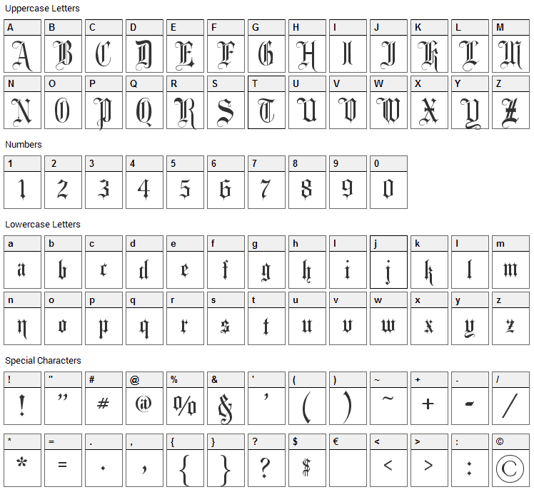 old english font numbers 1