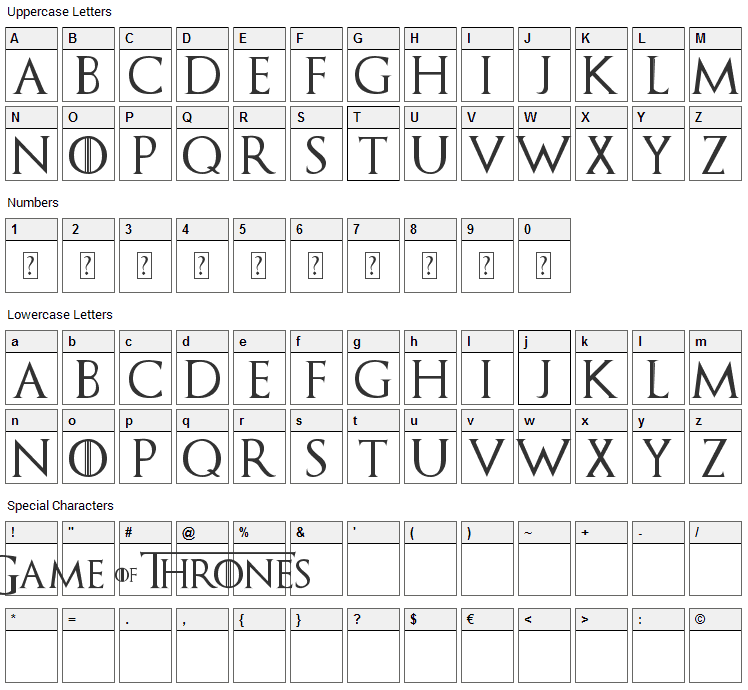 game of thrones font similar