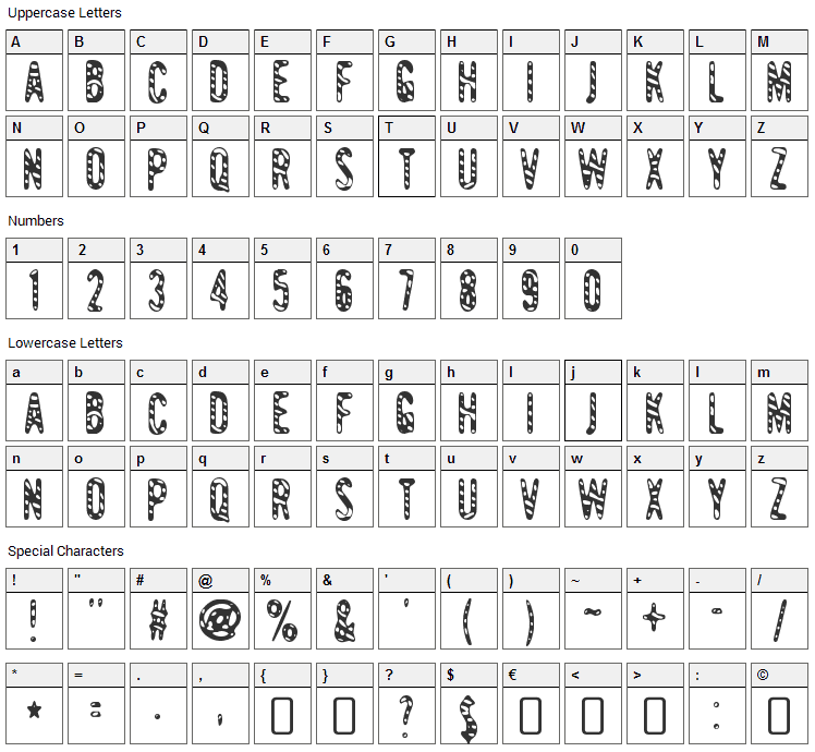 Giant Tigers Font Character Map