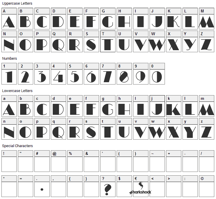 Goldroom Font Character Map