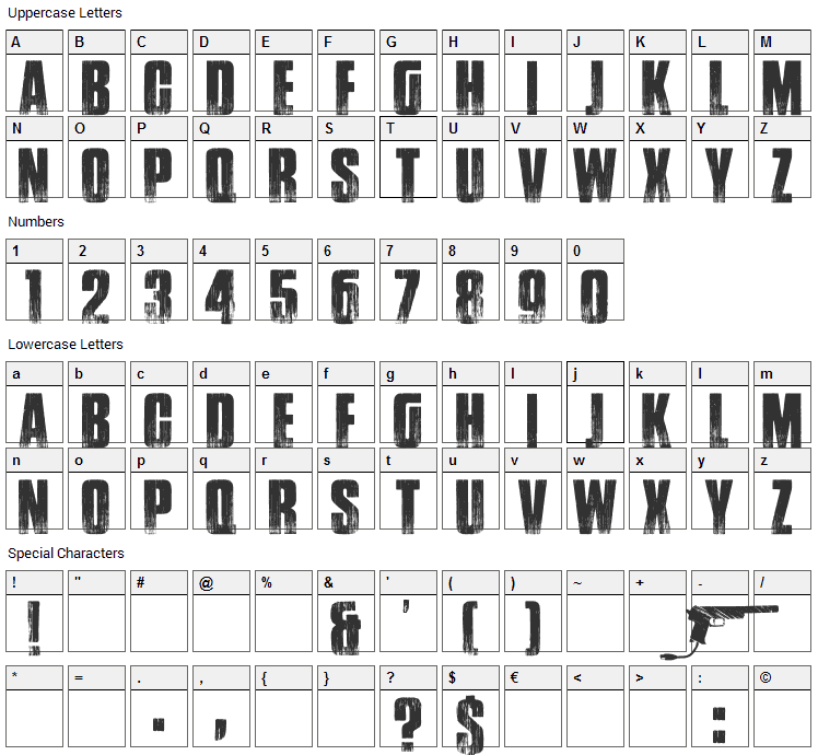 Google Spies Font Character Map
