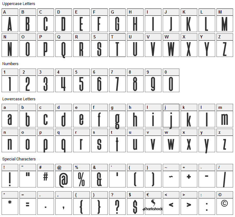 Heathergreen Font Character Map