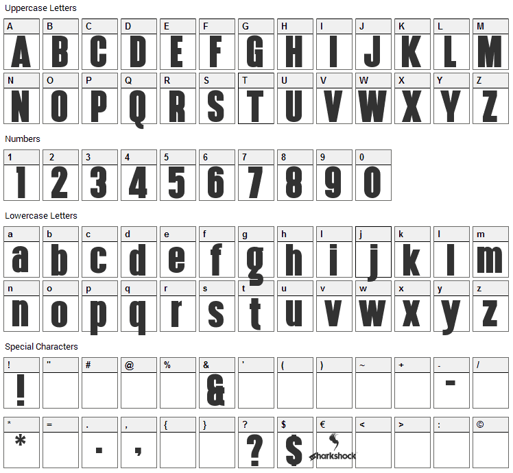 Hennigar Font Character Map