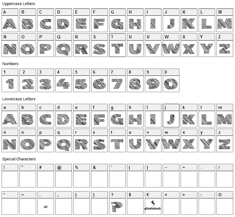 Kwixter Sketch Font Character Map