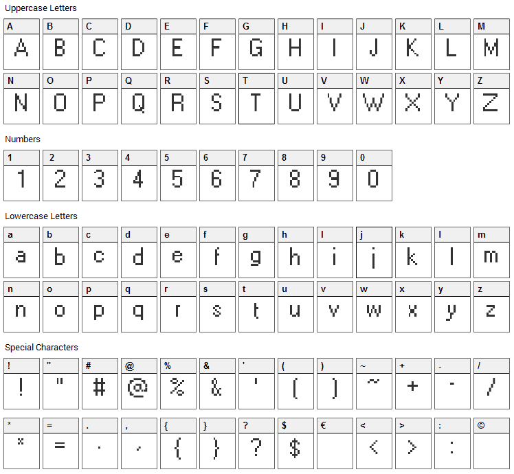 Levi Windows Font Character Map
