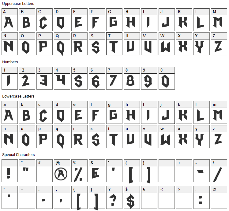 Omega Ruby Font Character Map