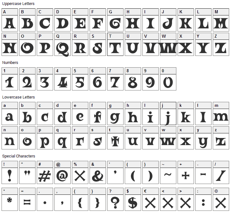 Ouroboros Font Character Map