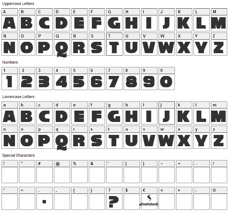 Reisenberg Font Character Map