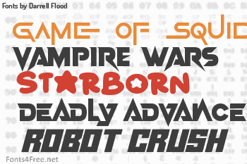 Fonts by Darrell Flood - Game Of Squids, Vampire Wars and Starborn
