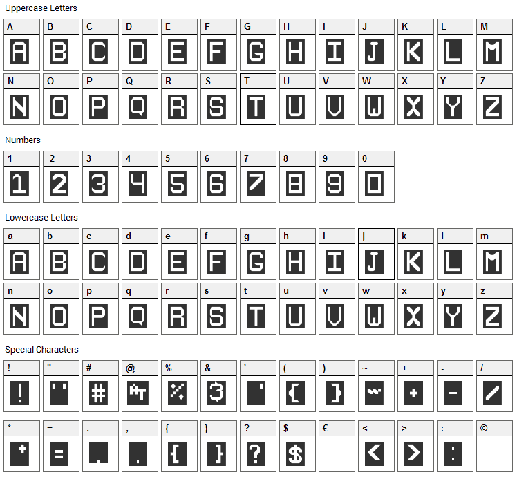 Stencilie Font Character Map