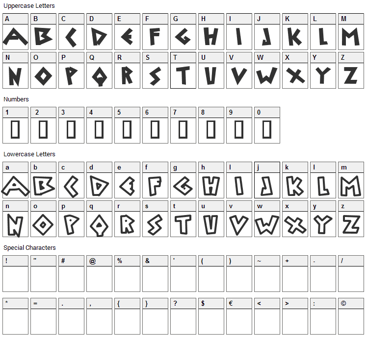 Uylus Font Character Map
