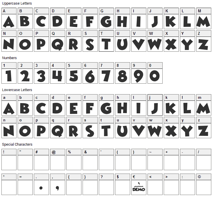 Wicked Mouse Font Character Map